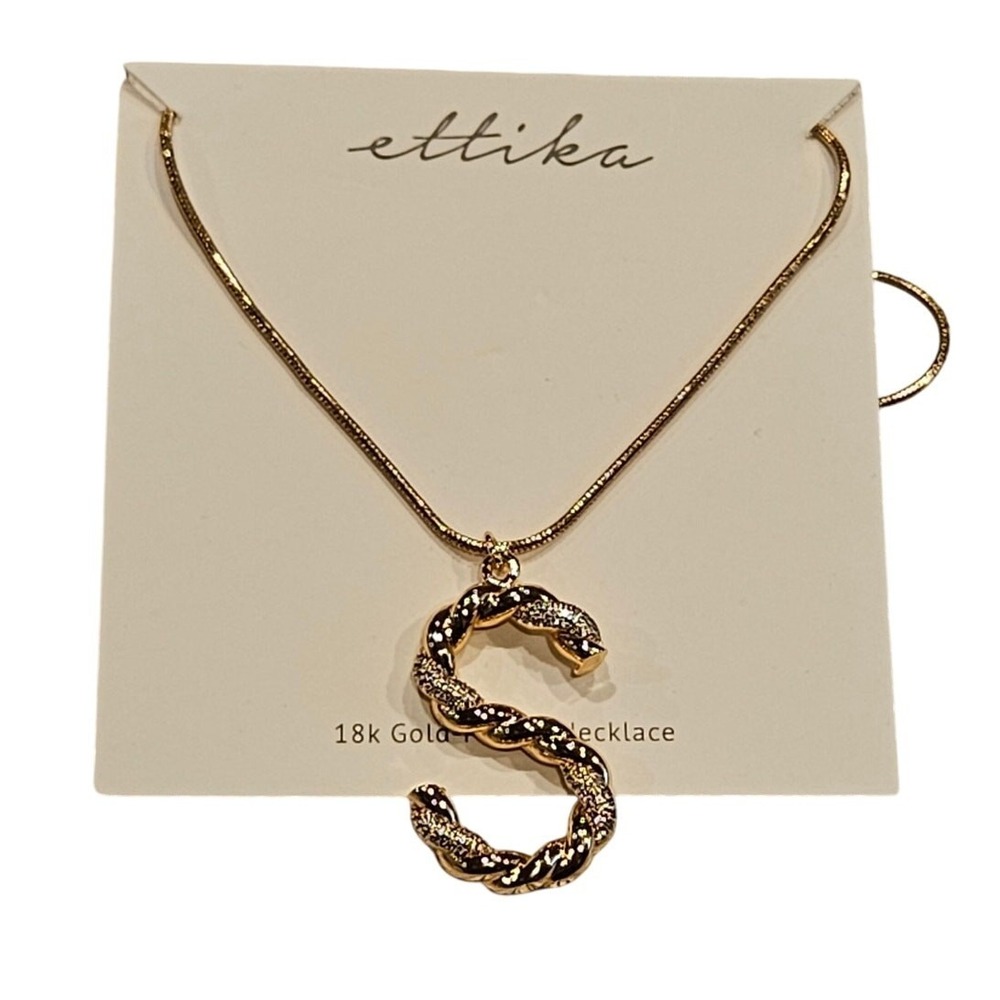 Ettika Women's 18K Gold-plated & Cubic Zirconia Initial S‎ Pendant Necklace
